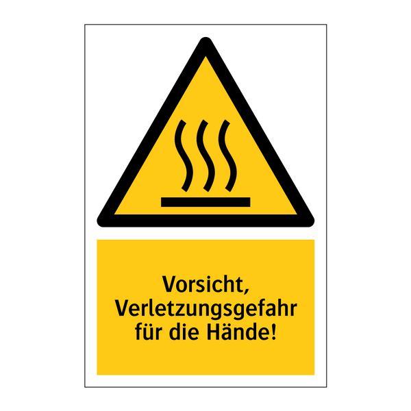 Vorsicht, Verletzungsgefahr für die Hände!