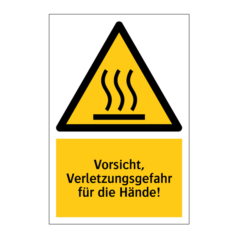 Vorsicht, Verletzungsgefahr für die Hände!