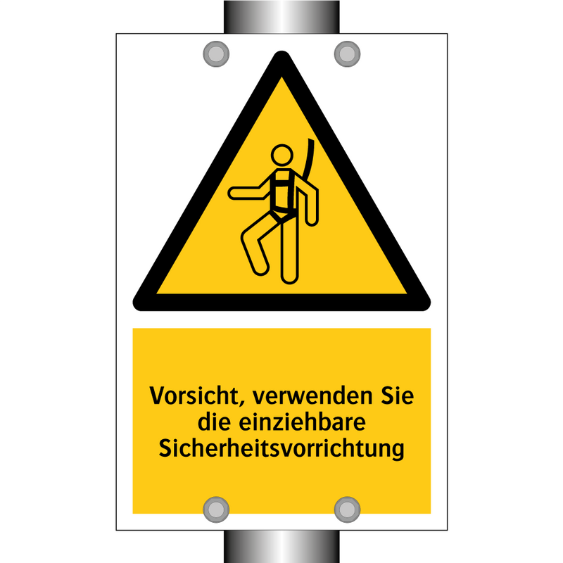 Vorsicht, verwenden Sie die einziehbare Sicherheitsvorrichtung