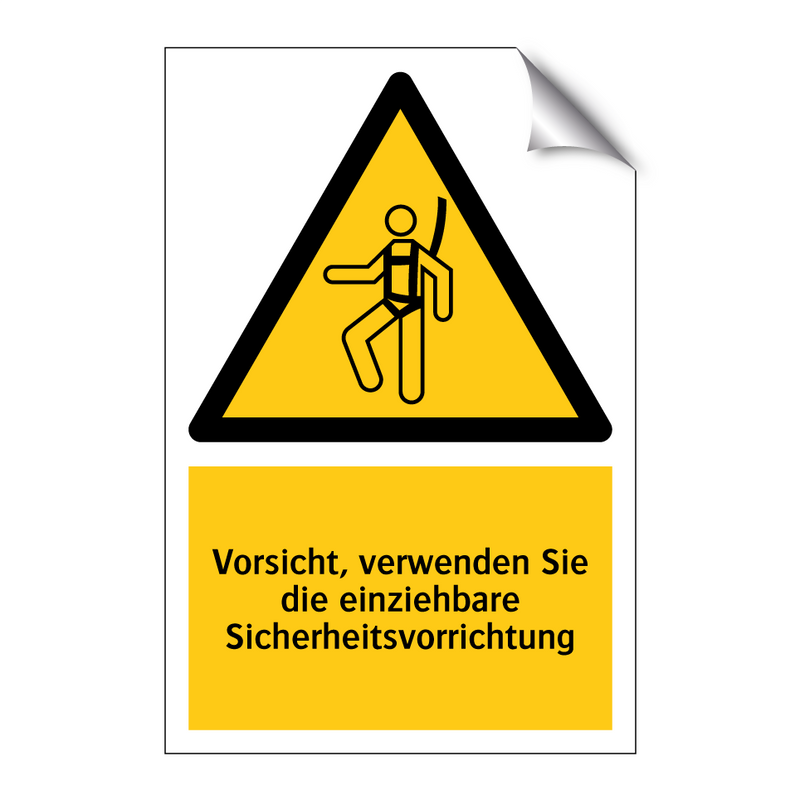 Vorsicht, verwenden Sie die einziehbare Sicherheitsvorrichtung