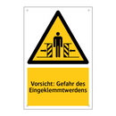 Vorsicht: Gefahr des Eingeklemmtwerdens