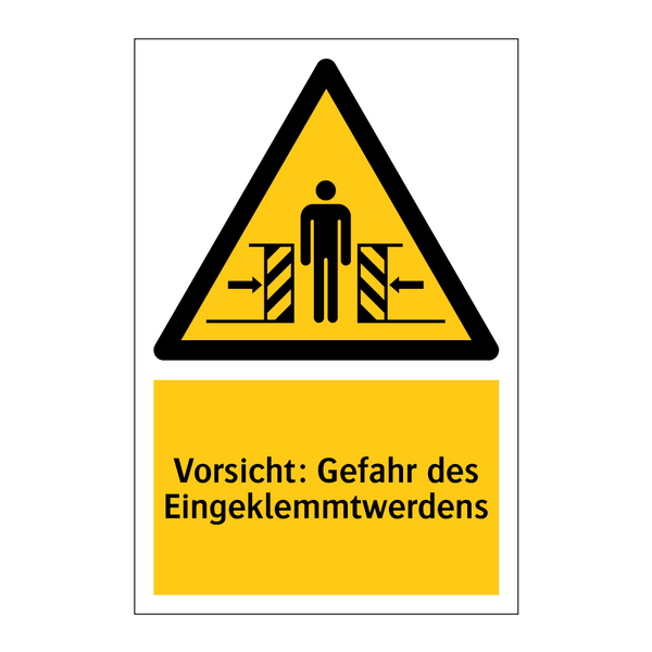 Vorsicht: Gefahr des Eingeklemmtwerdens
