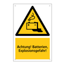 Achtung! Batterien, Explosionsgefahr!
