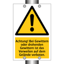 Achtung! Bei Gewittern oder drohenden Gewittern ist das Verweilen auf dem Gelände verboten.