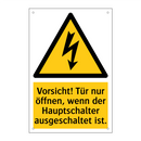 Vorsicht! Tür nur öffnen, wenn der Hauptschalter ausgeschaltet ist.