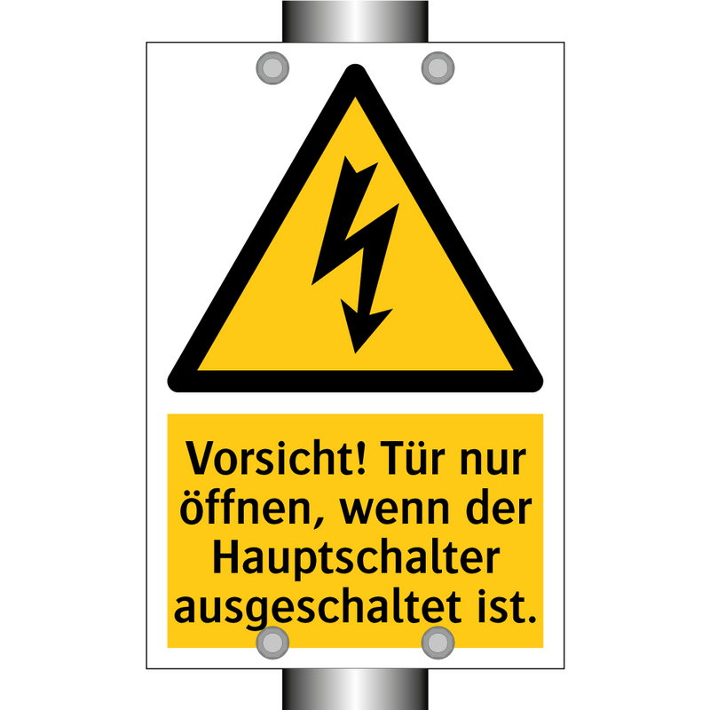 Vorsicht! Tür nur öffnen, wenn der Hauptschalter ausgeschaltet ist.