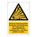Achtung! Explosionsgefahr. Armaturen und Dichtungen für vorgespannte Sauerstoff müssen unbedingt fett- und ölfrei gehalten werden.