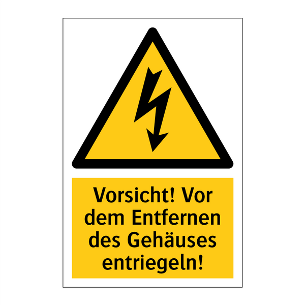 Vorsicht! Vor dem Entfernen des Gehäuses entriegeln!