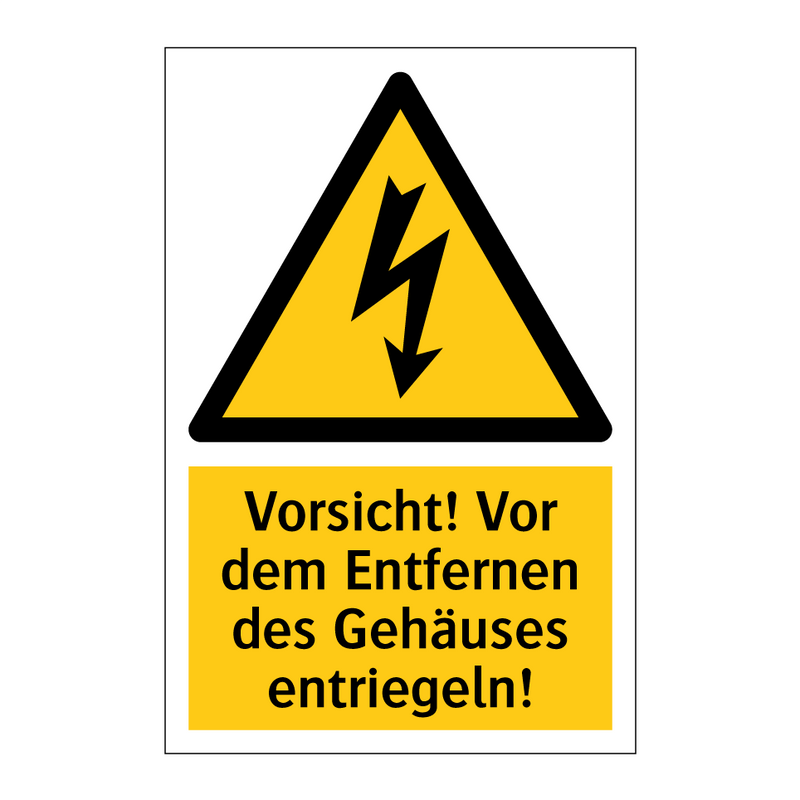 Vorsicht! Vor dem Entfernen des Gehäuses entriegeln!