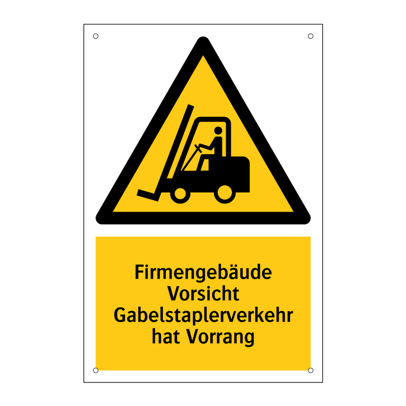 Firmengebäude Vorsicht Gabelstaplerverkehr hat Vorrang
