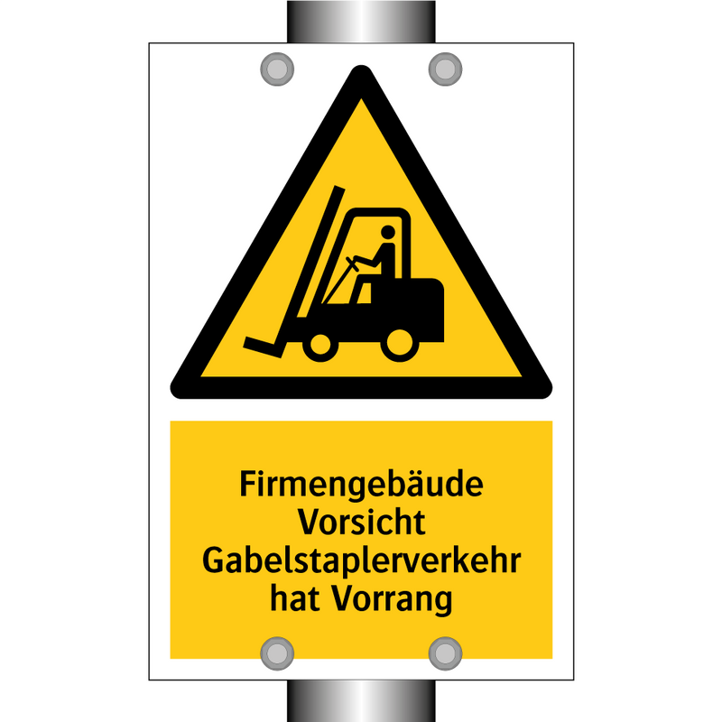 Firmengebäude Vorsicht Gabelstaplerverkehr hat Vorrang