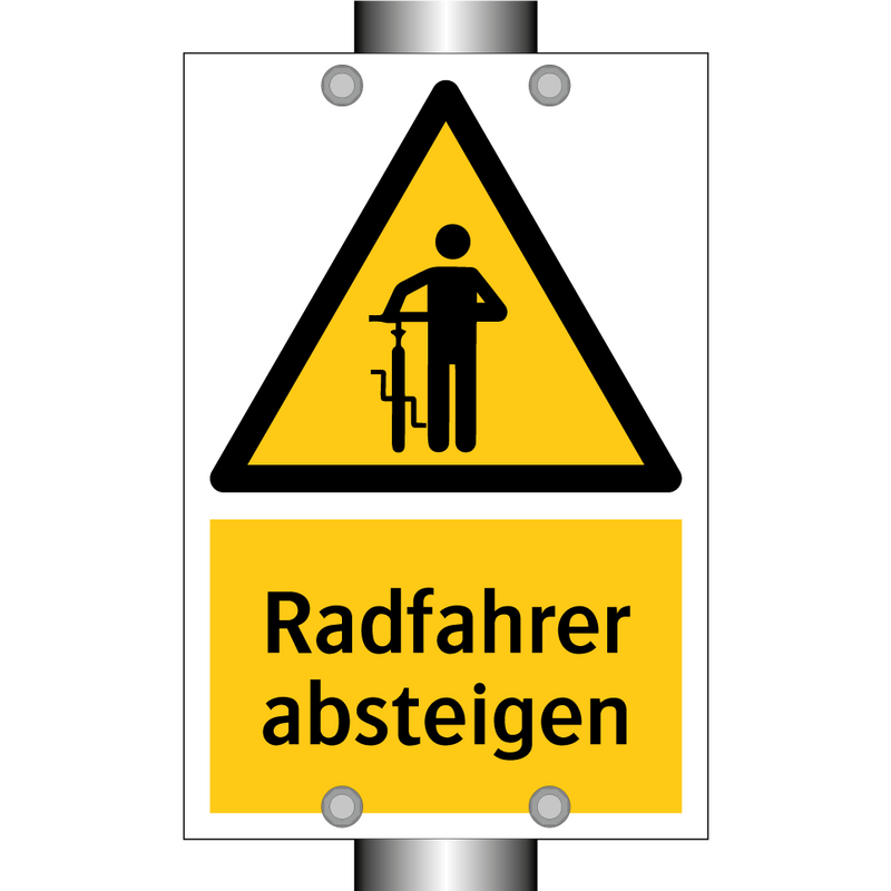 Radfahrer absteigen