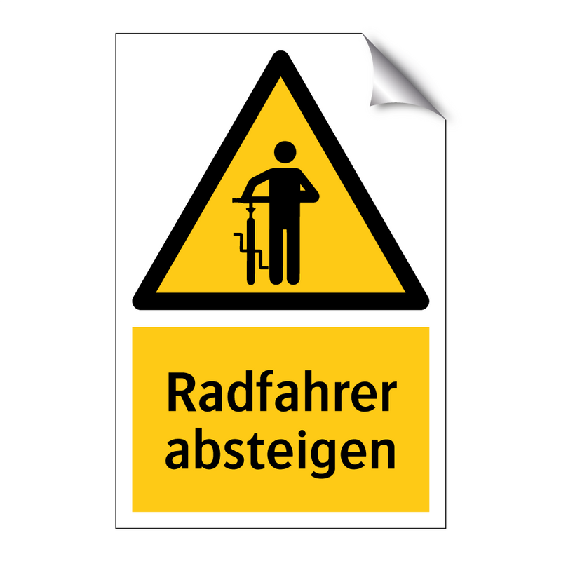 Radfahrer absteigen
