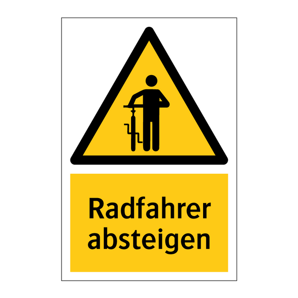 Radfahrer absteigen
