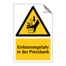 Einklemmgefahr in der Pressbank
