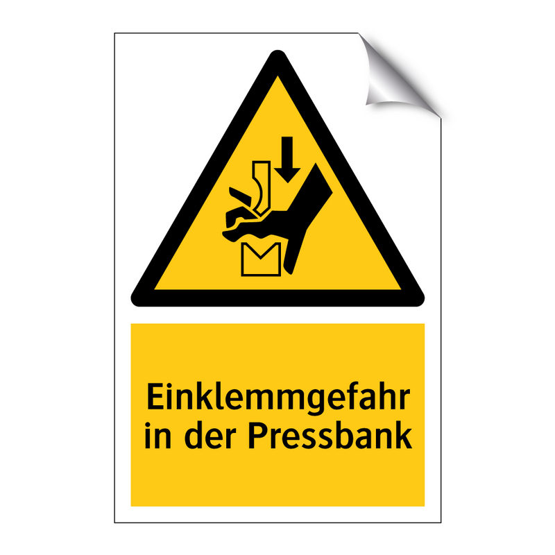 Einklemmgefahr in der Pressbank