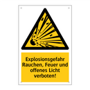 Explosionsgefahr Rauchen, Feuer und offenes Licht verboten!