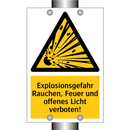 Explosionsgefahr Rauchen, Feuer und offenes Licht verboten!