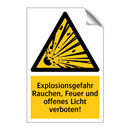 Explosionsgefahr Rauchen, Feuer und offenes Licht verboten!
