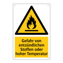 Gefahr von entzündlichen Stoffen oder hoher Temperatur
