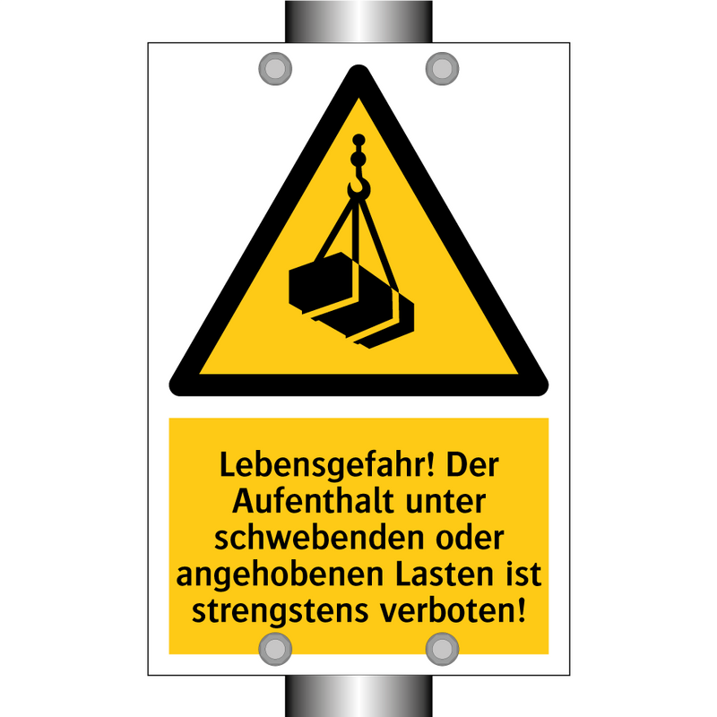 Lebensgefahr! Der Aufenthalt unter schwebenden oder angehobenen Lasten ist strengstens verboten!