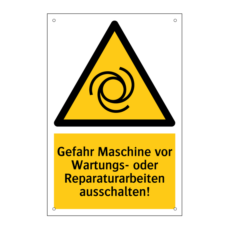 Gefahr Maschine vor Wartungs- oder Reparaturarbeiten ausschalten!