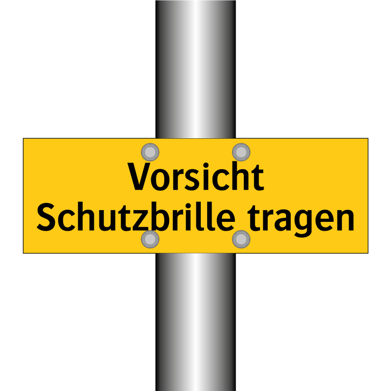 Vorsicht Schutzbrille tragen