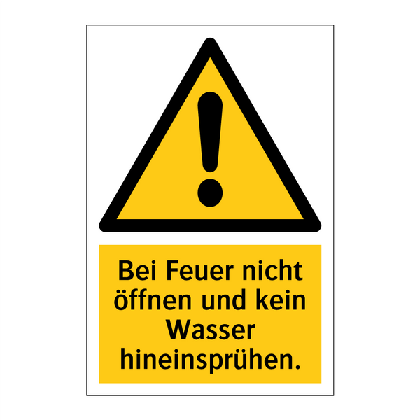 Bei Feuer nicht öffnen und kein Wasser hineinsprühen.