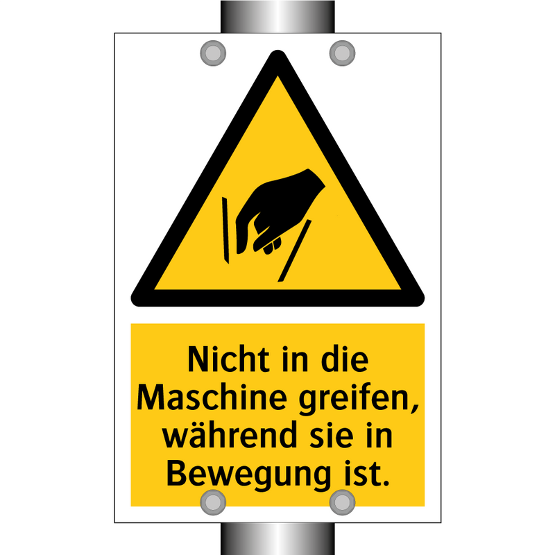 Nicht in die Maschine greifen, während sie in Bewegung ist.
