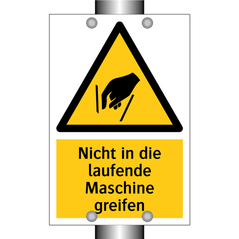 Nicht in die laufende Maschine greifen