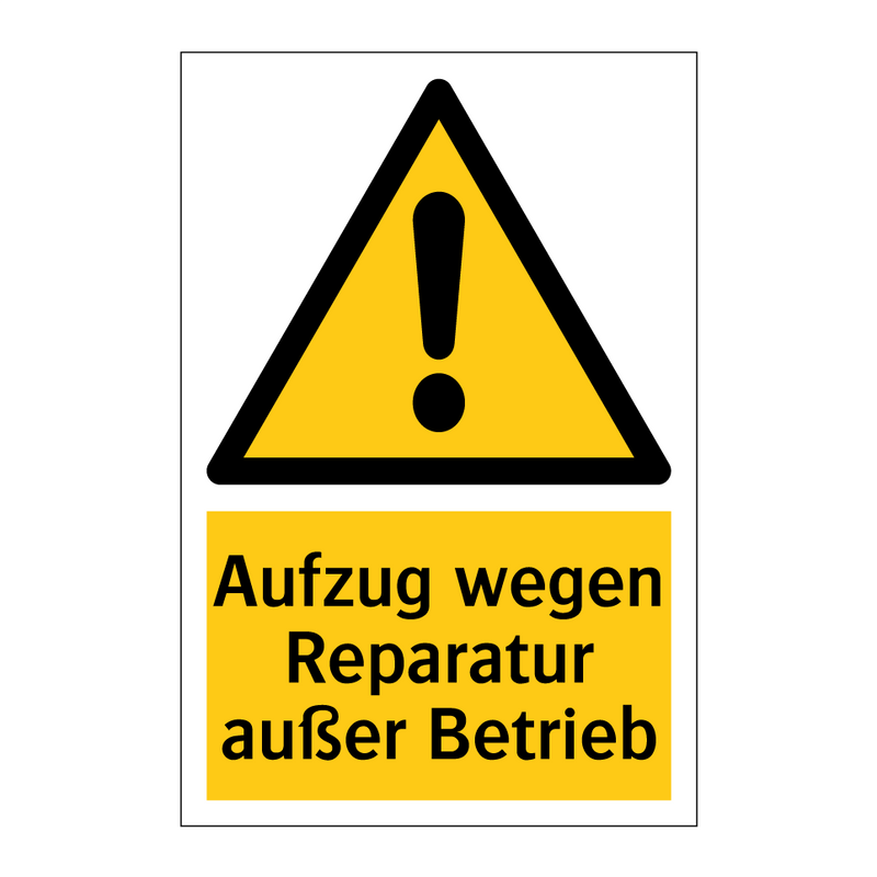 Aufzug wegen Reparatur außer Betrieb