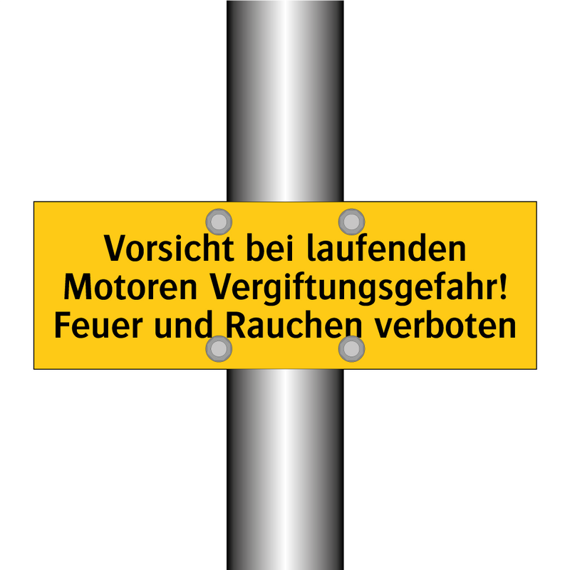 Vorsicht bei laufenden Motoren Vergiftungsgefahr! Feuer und Rauchen verboten