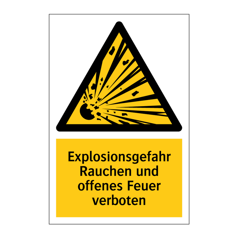 Explosionsgefahr Rauchen und offenes Feuer verboten