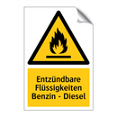 Entzündbare Flüssigkeiten Benzin - Diesel
