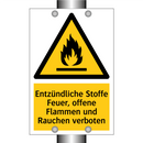 Entzündliche Stoffe Feuer, offene Flammen und Rauchen verboten