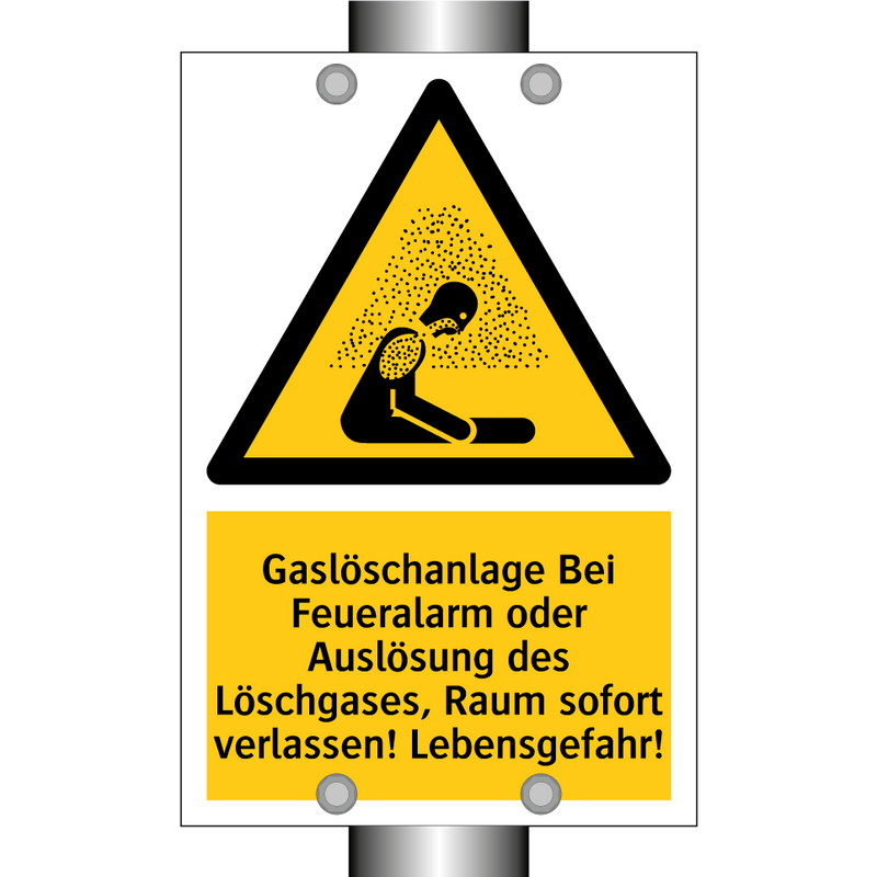 Gaslöschanlage Bei Feueralarm oder Auslösung des Löschgases, Raum sofort verlassen! Lebensgefahr!