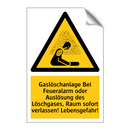 Gaslöschanlage Bei Feueralarm oder Auslösung des Löschgases, Raum sofort verlassen! Lebensgefahr!