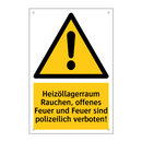 Heizöllagerraum Rauchen, offenes Feuer und Feuer sind polizeilich verboten!