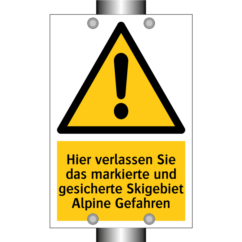 Hier verlassen Sie das markierte und gesicherte Skigebiet Alpine Gefahren