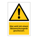 Hier wird mit einem Bolzenschussgerät geschossen.