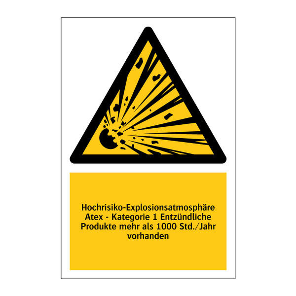 Hochrisiko-Explosionsatmosphäre Atex - Kategorie 1 Entzündliche Produkte mehr als 1000 Std./Jahr vorhanden