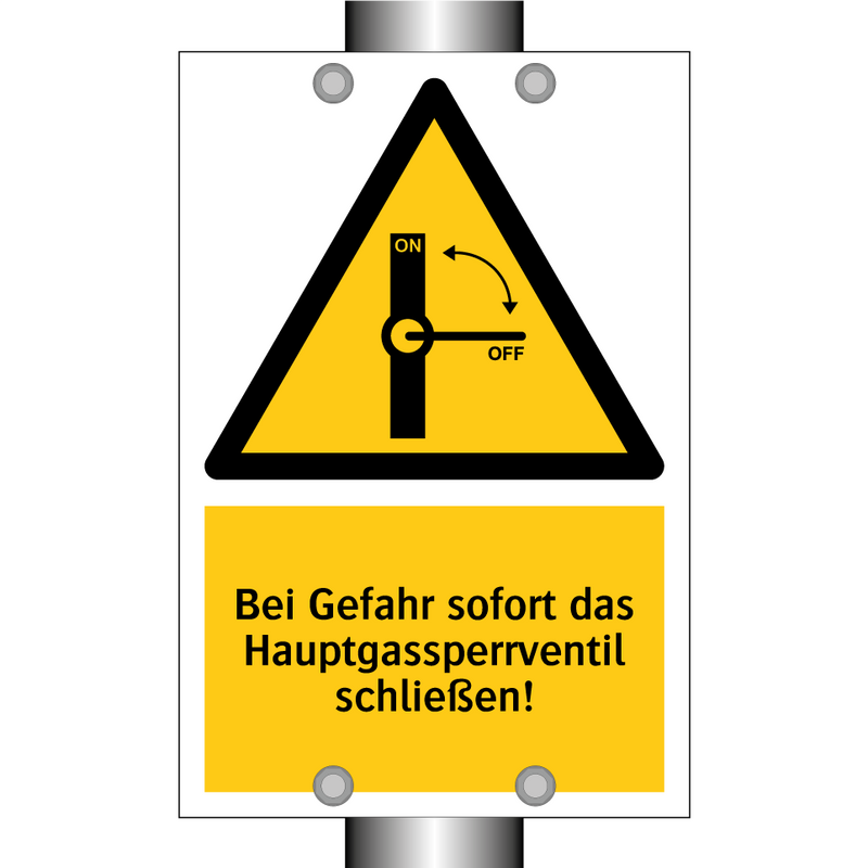 Bei Gefahr sofort das Hauptgassperrventil schließen!