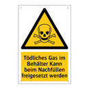 Tödliches Gas im Behälter Kann beim Nachfüllen freigesetzt werden
