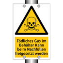 Tödliches Gas im Behälter Kann beim Nachfüllen freigesetzt werden