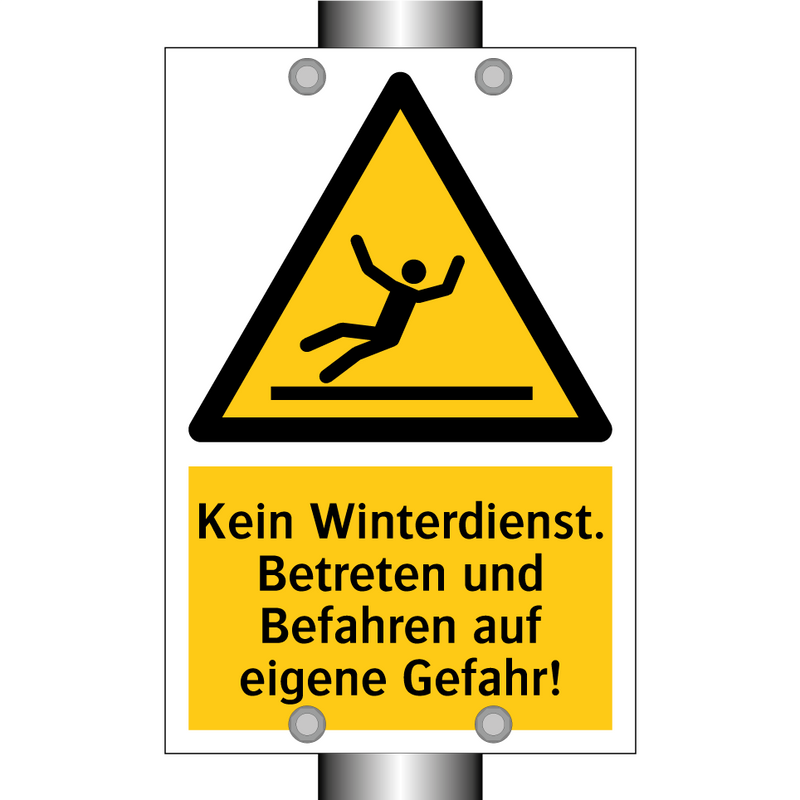 Kein Winterdienst. Betreten und Befahren auf eigene Gefahr!