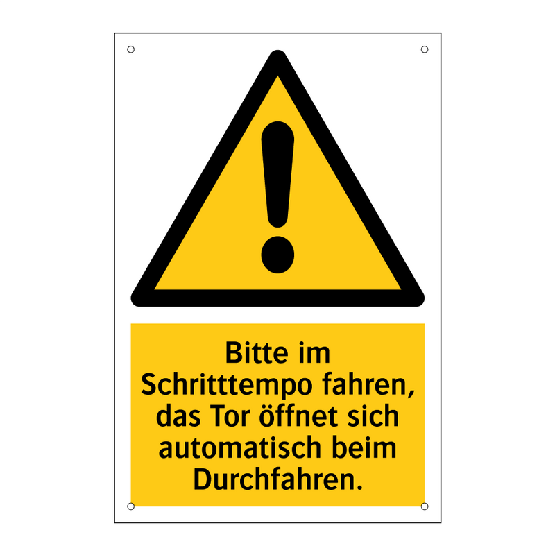 Bitte im Schritttempo fahren, das Tor öffnet sich automatisch beim Durchfahren.