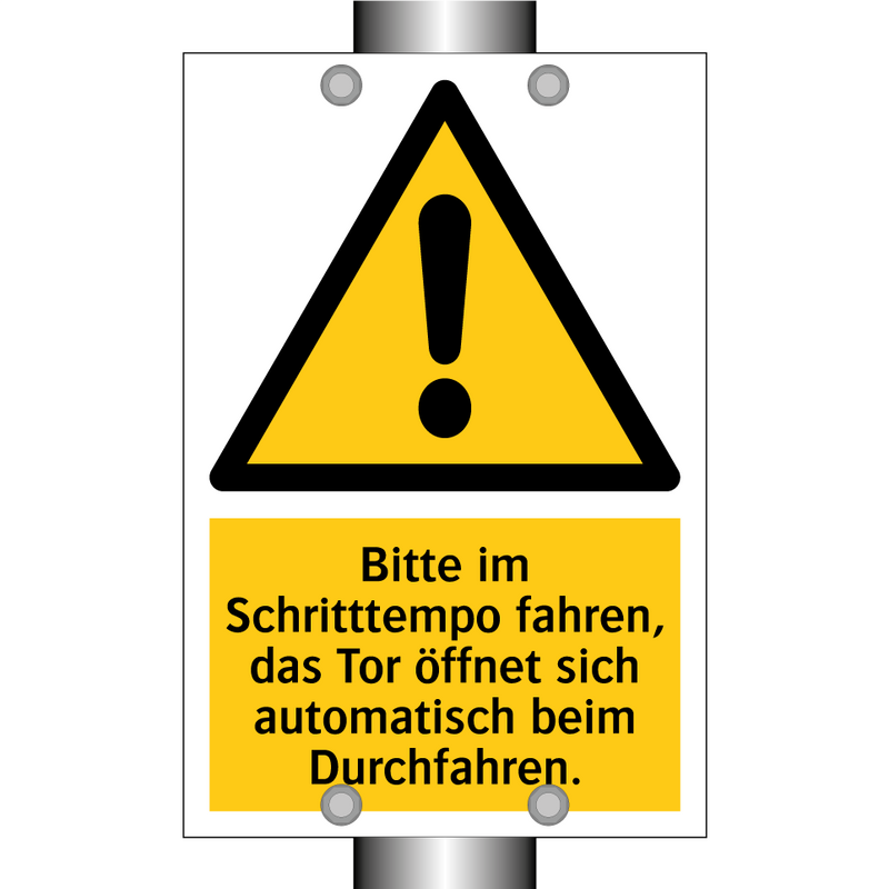 Bitte im Schritttempo fahren, das Tor öffnet sich automatisch beim Durchfahren.