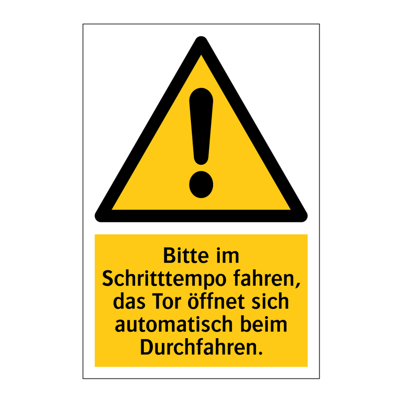 Bitte im Schritttempo fahren, das Tor öffnet sich automatisch beim Durchfahren.