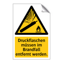 Druckflaschen müssen im Brandfall entfernt werden.