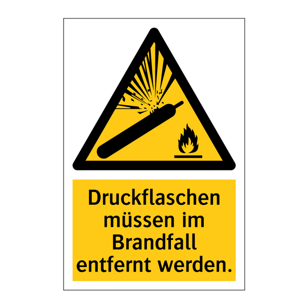 Druckflaschen müssen im Brandfall entfernt werden.